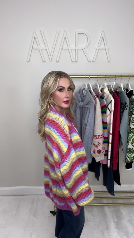 Adrienne Multi Striped Knit Cardigan | Avara