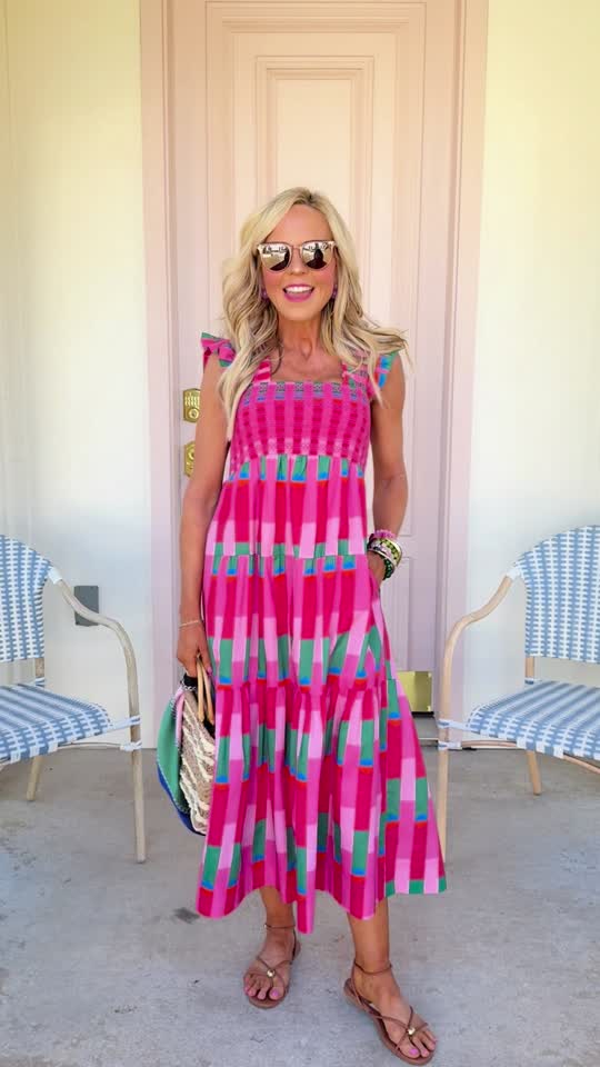 Avery Pink Printed Midi Dress