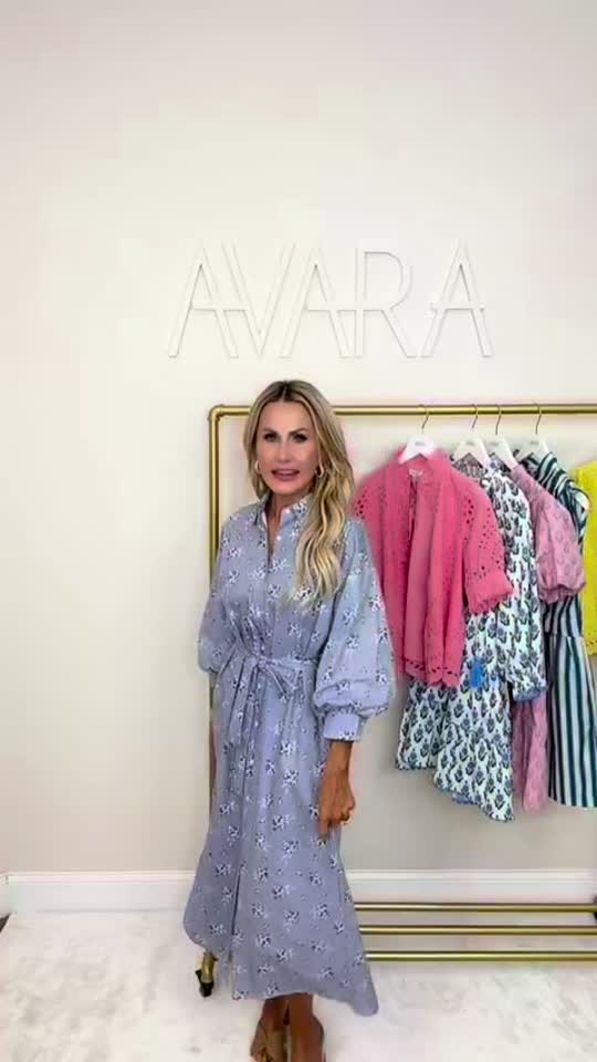Summerlynn Blue Striped Floral Midi Dress | Avara