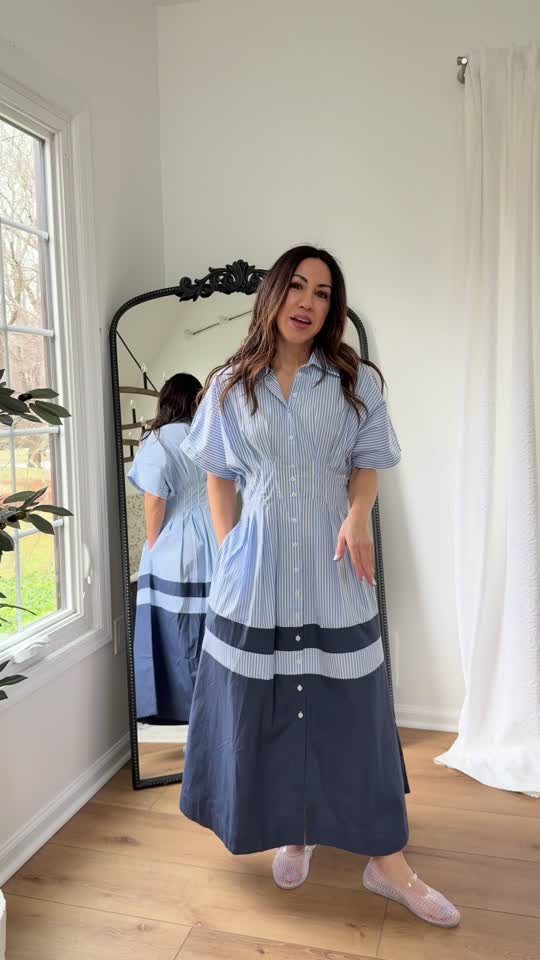 Diana Blue Striped Maxi Dress | Avara
