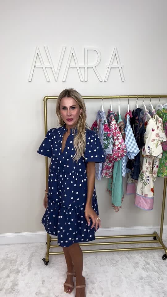 blue polka dot shirt dress Izzy Shirt Dress in Runway Spot Navy