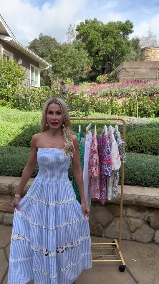 blue striped strapless dress Blue Lagoon Strapless Soglio Maxi Dress main image 1