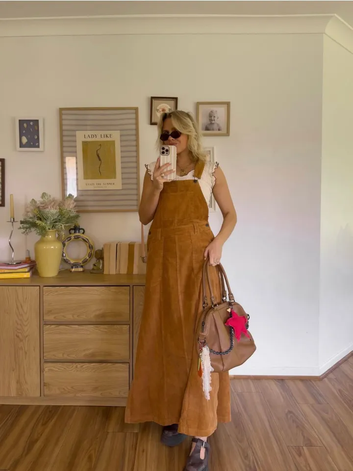 brown overall dress nearby Wholesale MOQ6 Perfee Slit Overall Dress with Pockets