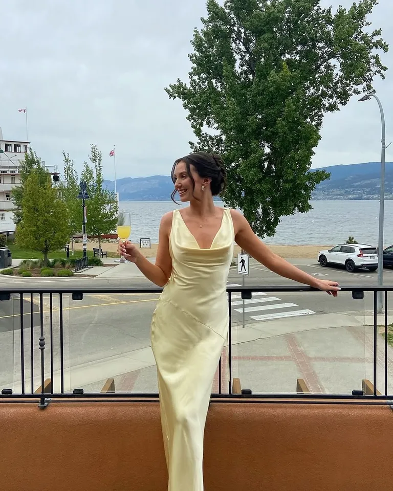 special guest satin maxi dress butter Special Guest Satin Maxi Dress Butter