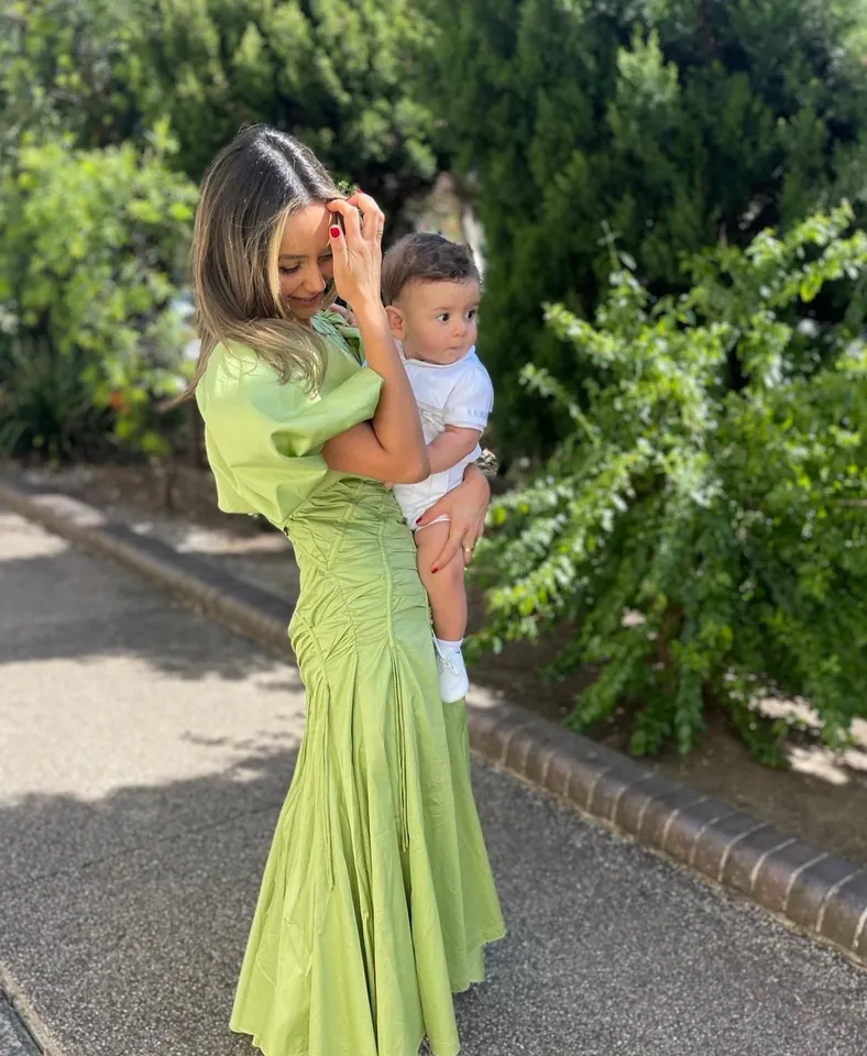 aje siren drawstring midi dress GREEN WITH ENVY Aje 'Siren Drawstring Midi Dress' in green spotted on the gorgeous @jessica_law available for hire for your next event or special moment Find this dress and
