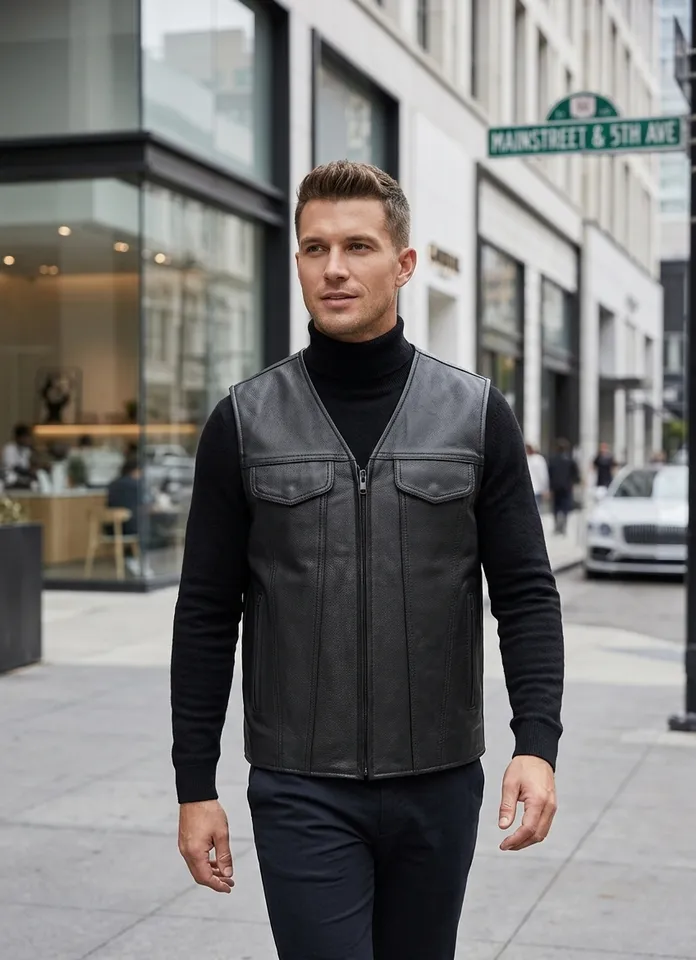 Badlands Men's Motorcycle Leather Vest – First MFG Co