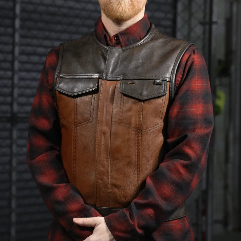 Lowside Men's Motorcycle Leather Vest - First MFG Co