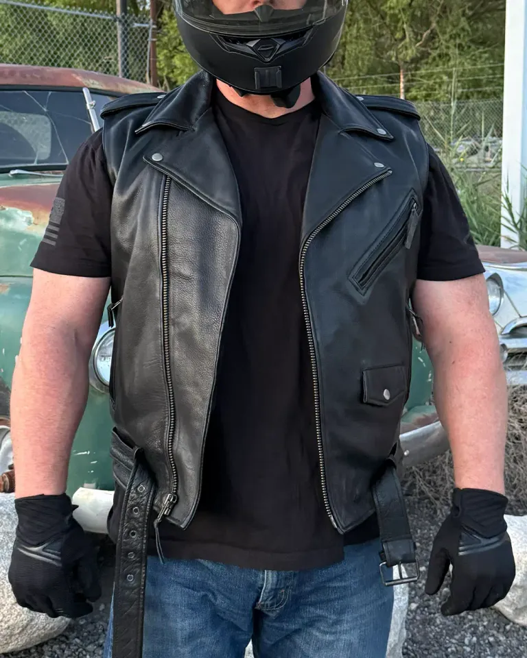 Rockin - Men's Motorcycle Leather Vest – First MFG Co