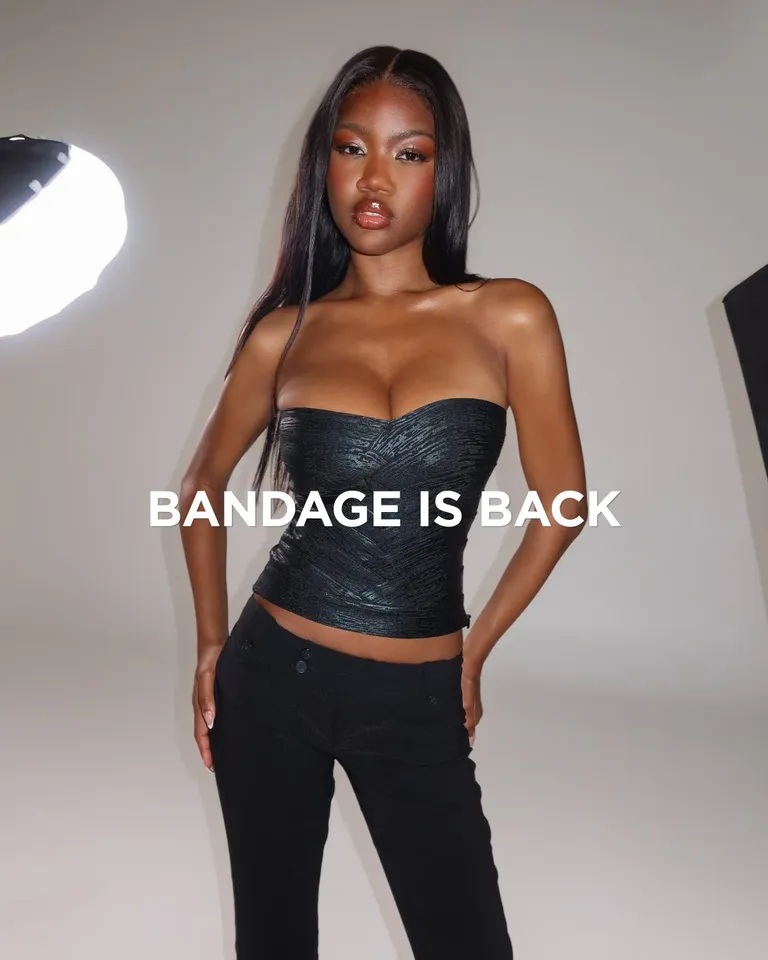 NIYA METALLIC BANDAGE TOP - BLACK – Tiger Mist USA