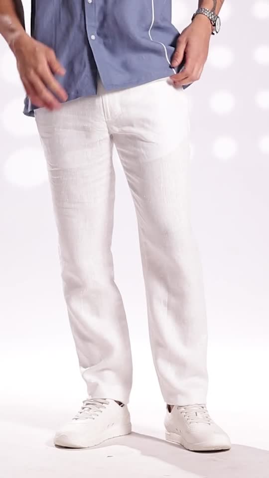 Ecru Pure Linen Casual Pants for Men – Linen Trail