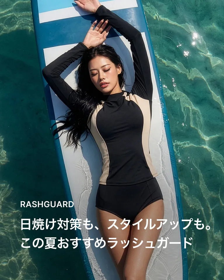 BLACK LABEL シグネチャーライフ 配色入り パッド付き ラッシュガード