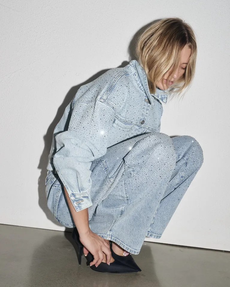 Joey Rhinestone Jacket - Crystal Blue