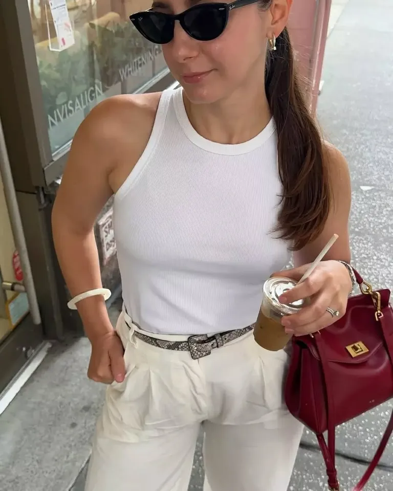 OOTD with @georgiacif ☕ Wearing our Ribbed Racerback Tank ☁️