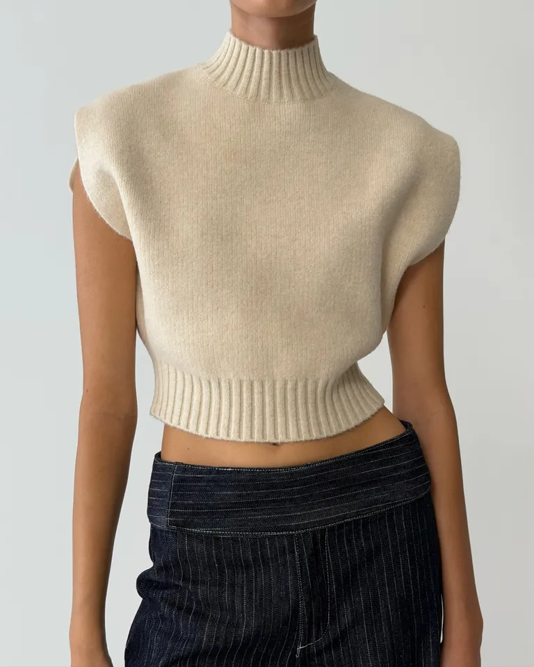 Niko Knit Oversized Top - Ivory | MESHKI UK