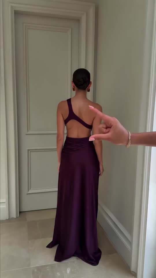 plum backless dress Simple Purple Backless Chiffon Long Prom Dress with High Slit, Purple  Backless Formal Graduation Evening Dress