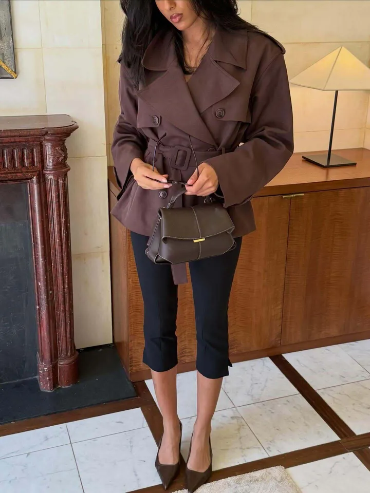 Alden Short Trench Jacket - Chocolate | MESHKI US