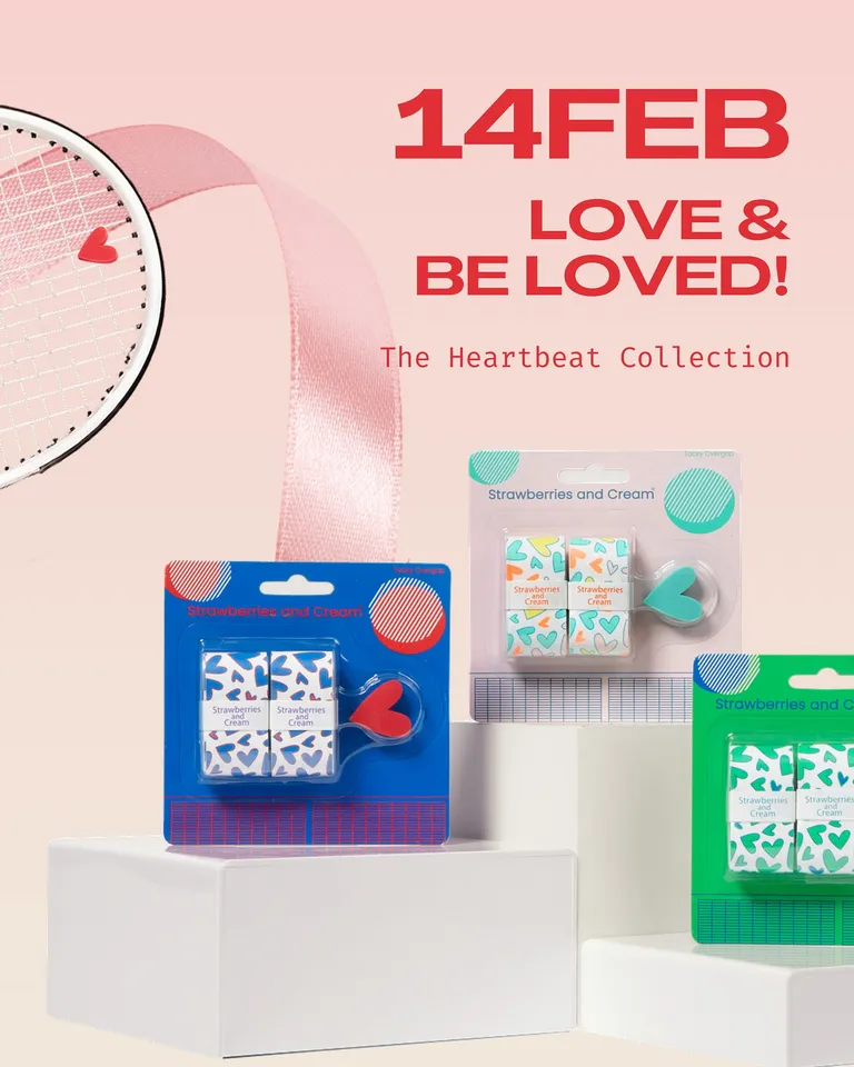 Heartbeat Overgrip & Dampener – Cute & Comfy | Strawberries and