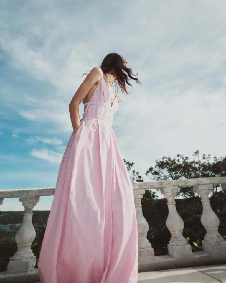 manning cartell pink dress Double Time Pleat Dress