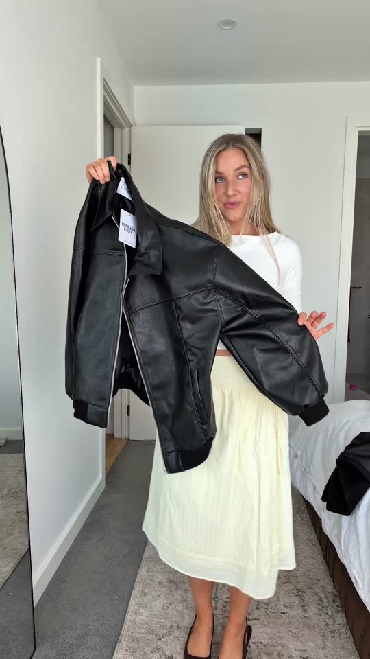 Goldsmith Faux Leather Bomber Jacket Black | Princess Polly