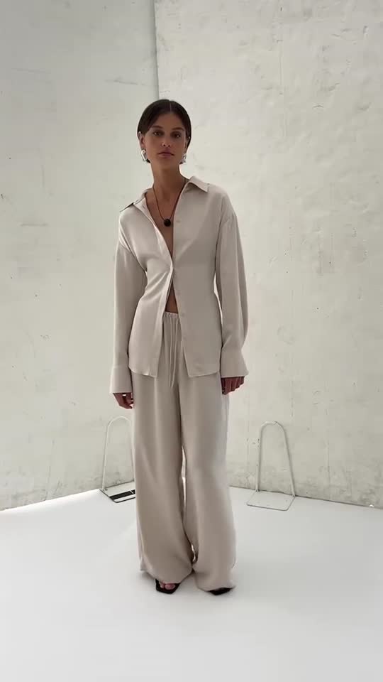 Ella Ivory Satin Corset Back Shirt | Elka Collective