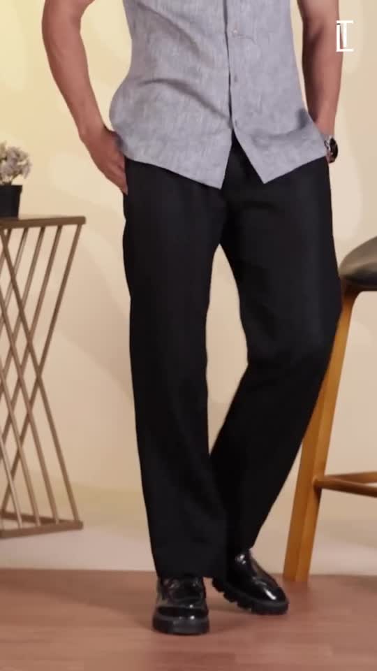 Powder Blue Pure Linen Pants by Linen Trail