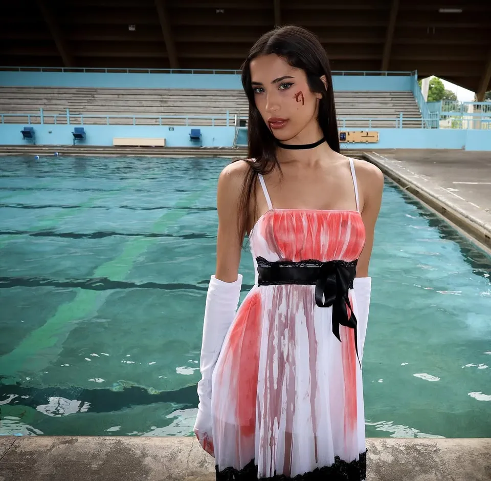 jennifers body white dress ZIUFVML Jennifer Costume Blood Stains Jennifer Cheerleader Costume Halloween Fancy Dress Outfit XS : Clothing, Shoes & Jewelry Man Eater Homecoming Dress Costume