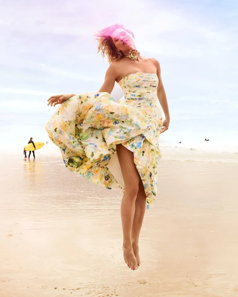 Violette Bubble Hem Maxi Dress | Ivory & Black | Aje  Aje International