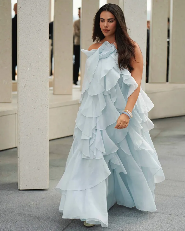 knee length dresses for ladies Violette Bubble Hem Maxi Drs-PEARL BLUE / 4 main image 1