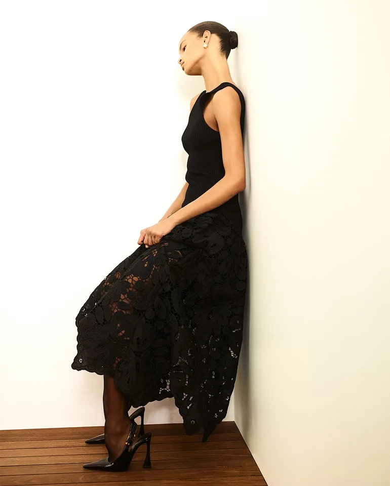 Atlas Knit Midi Dress | Black | Aje  Aje International