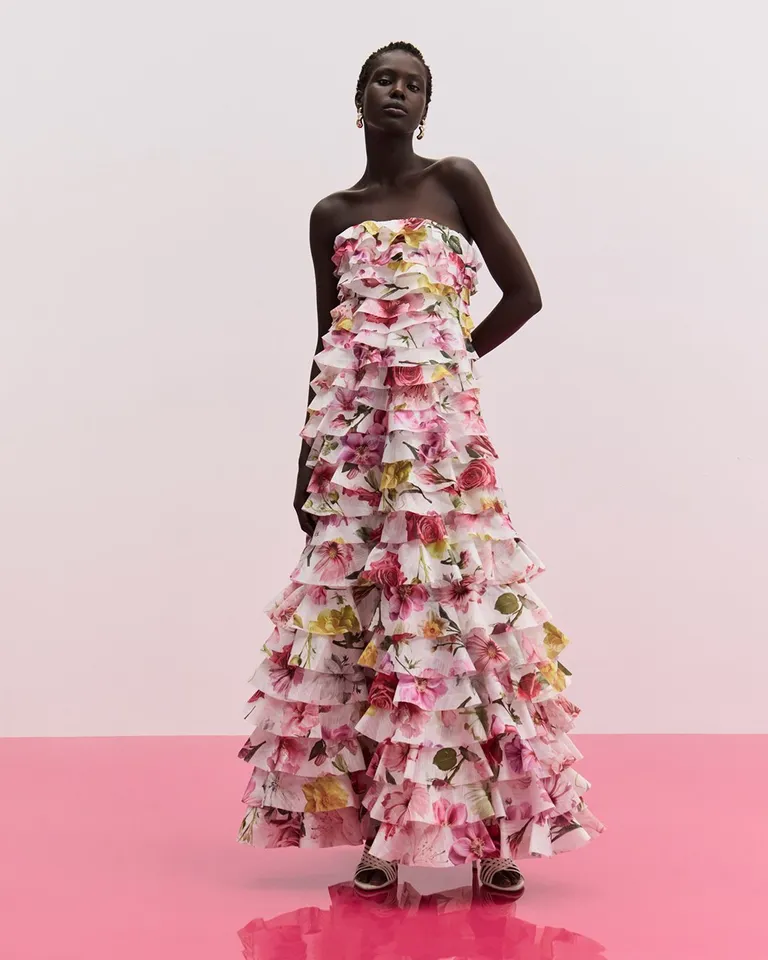 aje fleur corset dress Fleur Pleated Gown | Collage Floral