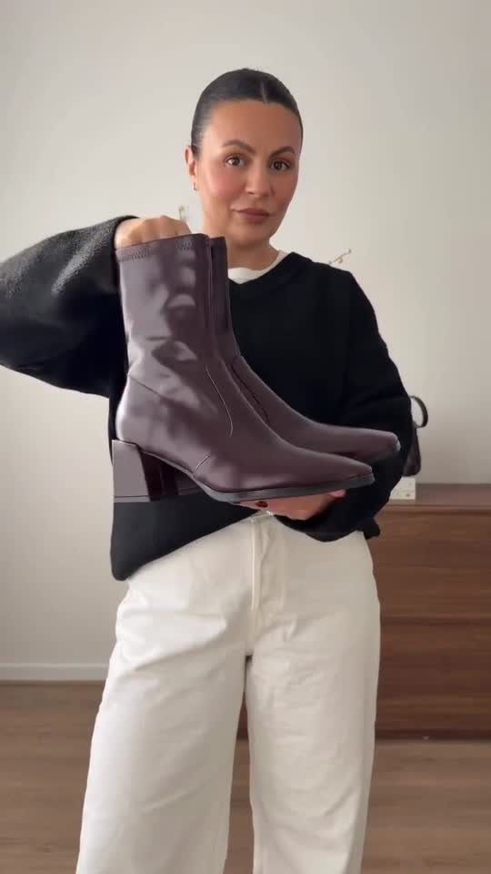 Nightingale Dark Oak Boxed Leather Heeled Boots - Bared Footwear