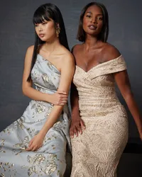 ゆ*こ様 上品TERANI シルバー オフショルダードレス 251E4568 Sequin Tulle Sleeveless Off Shoulder Dress