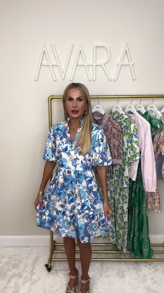 slim fit dress slacks Provence Bloom Long Sleeve Mini Dress Floral Blue– Selfie Leslie main image 1