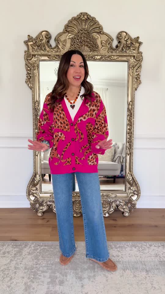 Farrah Pink Leopard Knit Cardigan | Avara