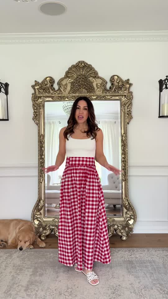 Allie Red Gingham Maxi Skirt | Avara