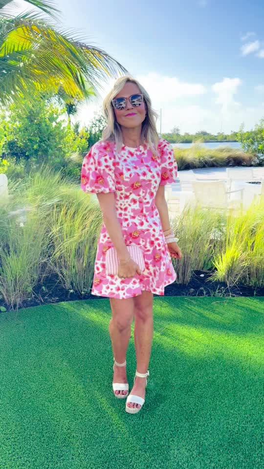 Ruth Pink Floral Print Short Dress | Avara