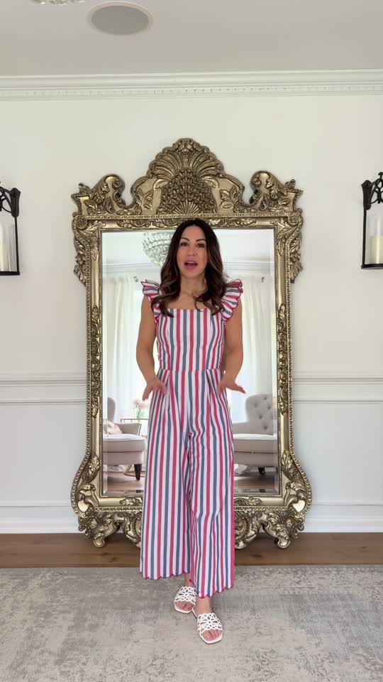 Multi Striped Flutter Sleeve Jumpsuit | Avara