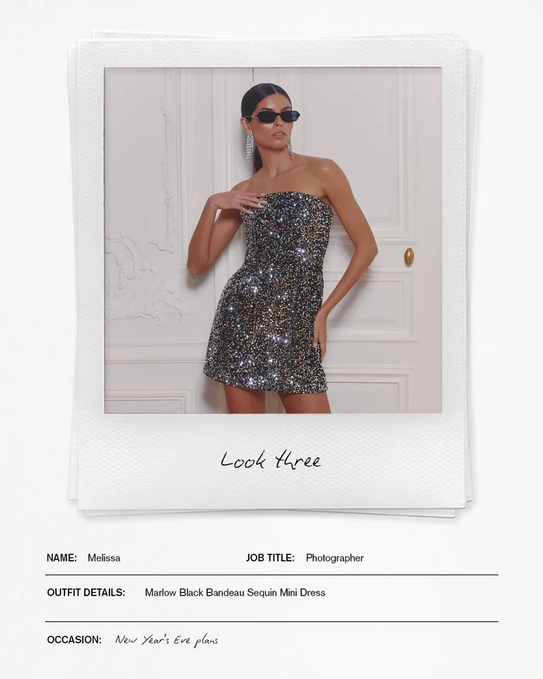 Women's Black Bandeau Sequin Mini Dress | Marlow | 4th & Reckless