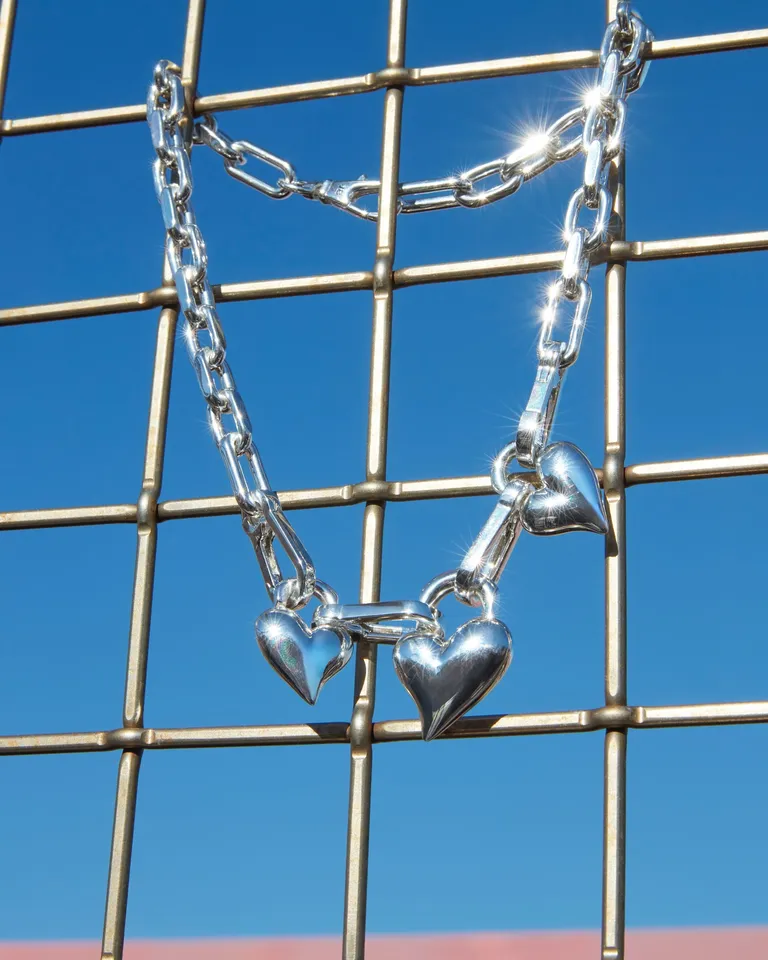 Padlock Triple Heart Pendant Necklace - Silver | JENNY BIRD