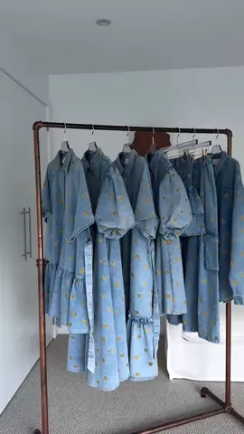denim dress with gold hearts Lola + The Boys Crystal Heart Denim Bow Dress, 2 main image 1