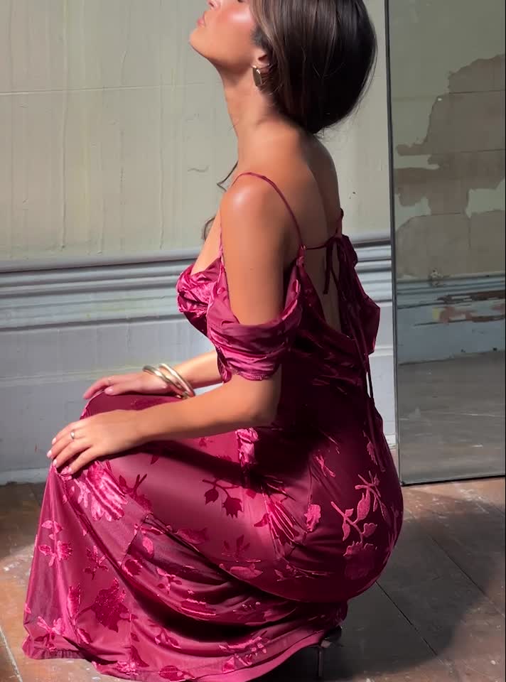 Green Gables Burnout Maxi Dress Burgundy.mp4