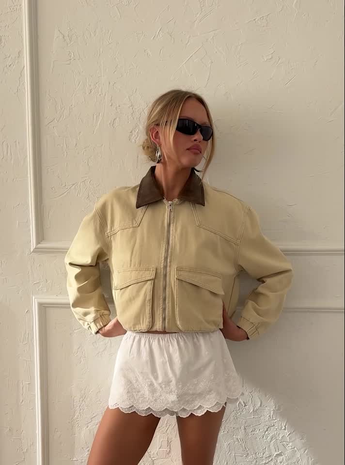 Sancia Bomber Jacket Beige | Princess Polly