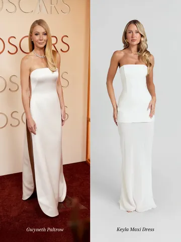 Keyla Maxi Dress - Strapless Contrast Skirt Dress in Ivory