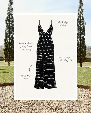 Quincy Maxi Dress - Satin Slip Dress in Black Polka Dot