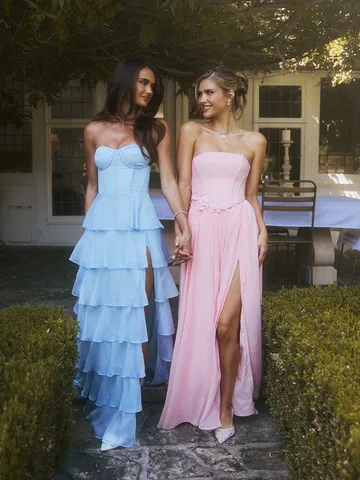 showpo baby blue dress Idris Maxi - Strapless Corset Bodice Lace-Up Back Tiered Ruffle Dress in Soft size-L Showpo Kenna Midi Dress Size:L 100% Polyester