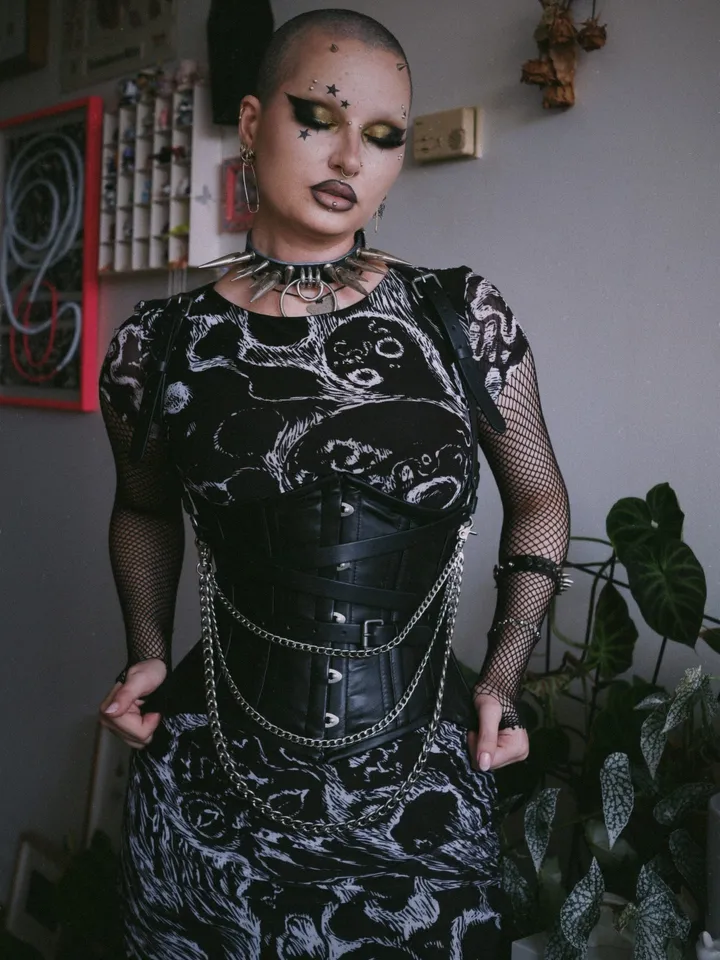 Death Stench Carnival Sheer Short Sleeve Column Maxi Dress