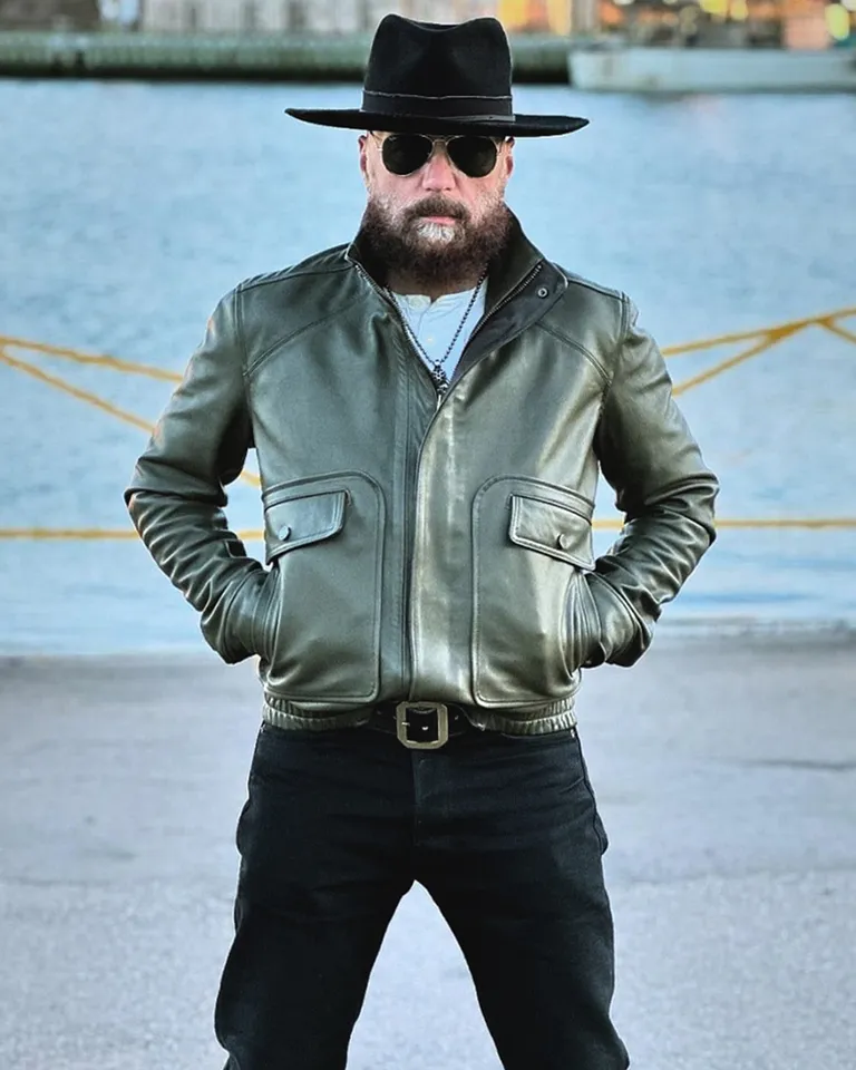 EVERGREEN VINTAGE FLIGHT LEATHER JACKET - SMOKE GREEN