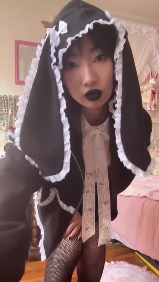 Widow Goth Lolita Rabbit Lace Zip-Up Hoodie - Black – Dolls Kill