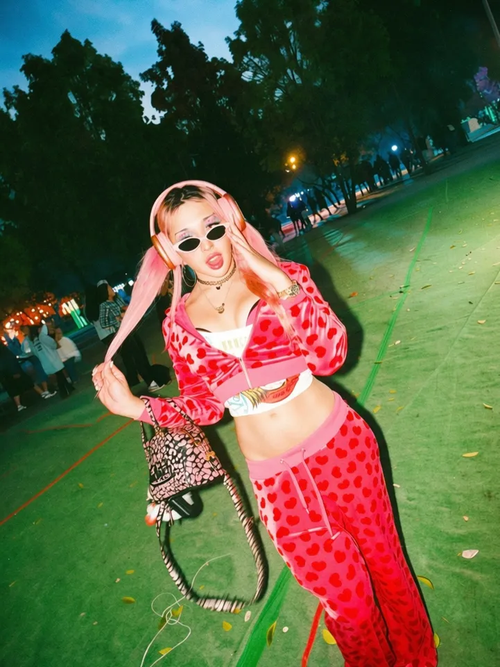 Sugar Thrillz Heart Print Velour Track Pants - Pink/Red – Dolls Kill