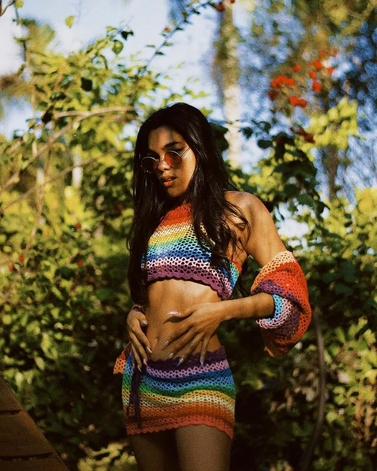 Club Exx Crochet Festival Rave Rainbow Halter Top - Multi – Dolls Kill